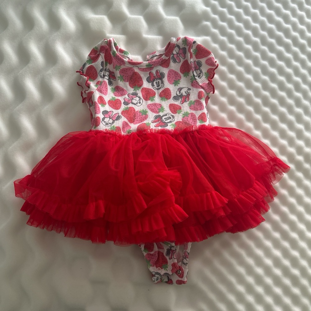 Red Tulle Baby Dress with Strawberry Print